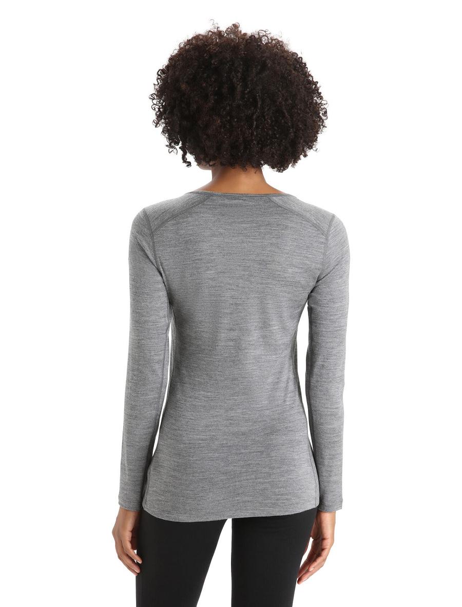 Une pièce Icebreaker Merino 200 Oasis Long Sleeve Scoop Neck Thermal Top Femme Grise | FR 1774PJJQ